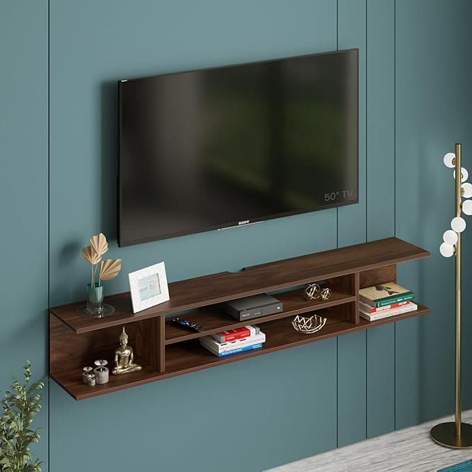 Furniture Café Wall Mounted Floating TV Unit (Wooden Media Console, Brown) at ₹1,990 (50% Off) – Amazon