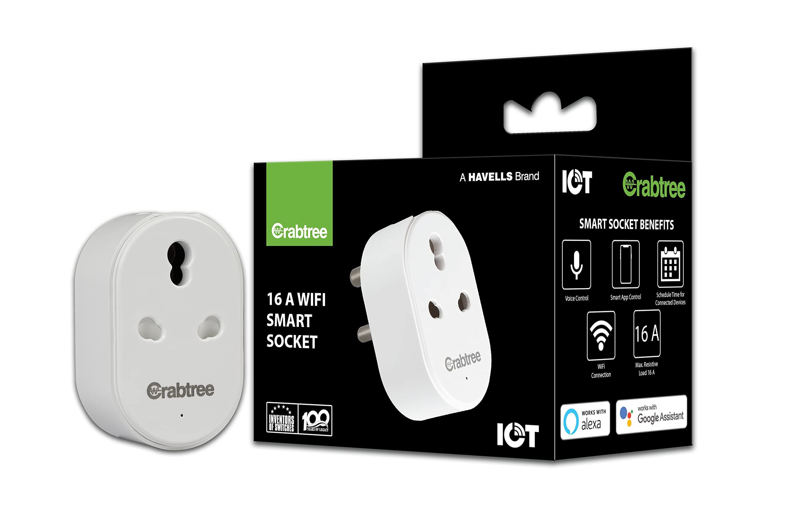 Havells 16A Wi-Fi Smart Plug with Voice Control & Energy Monitoring