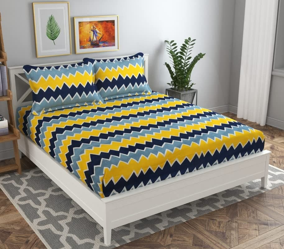 BSB HOME 120 TC Double Floral Bedsheet with 2 Pillow Covers — 110 GSM Soft Microfiber, Breathable & Wrinkle-Free (86x88 in)