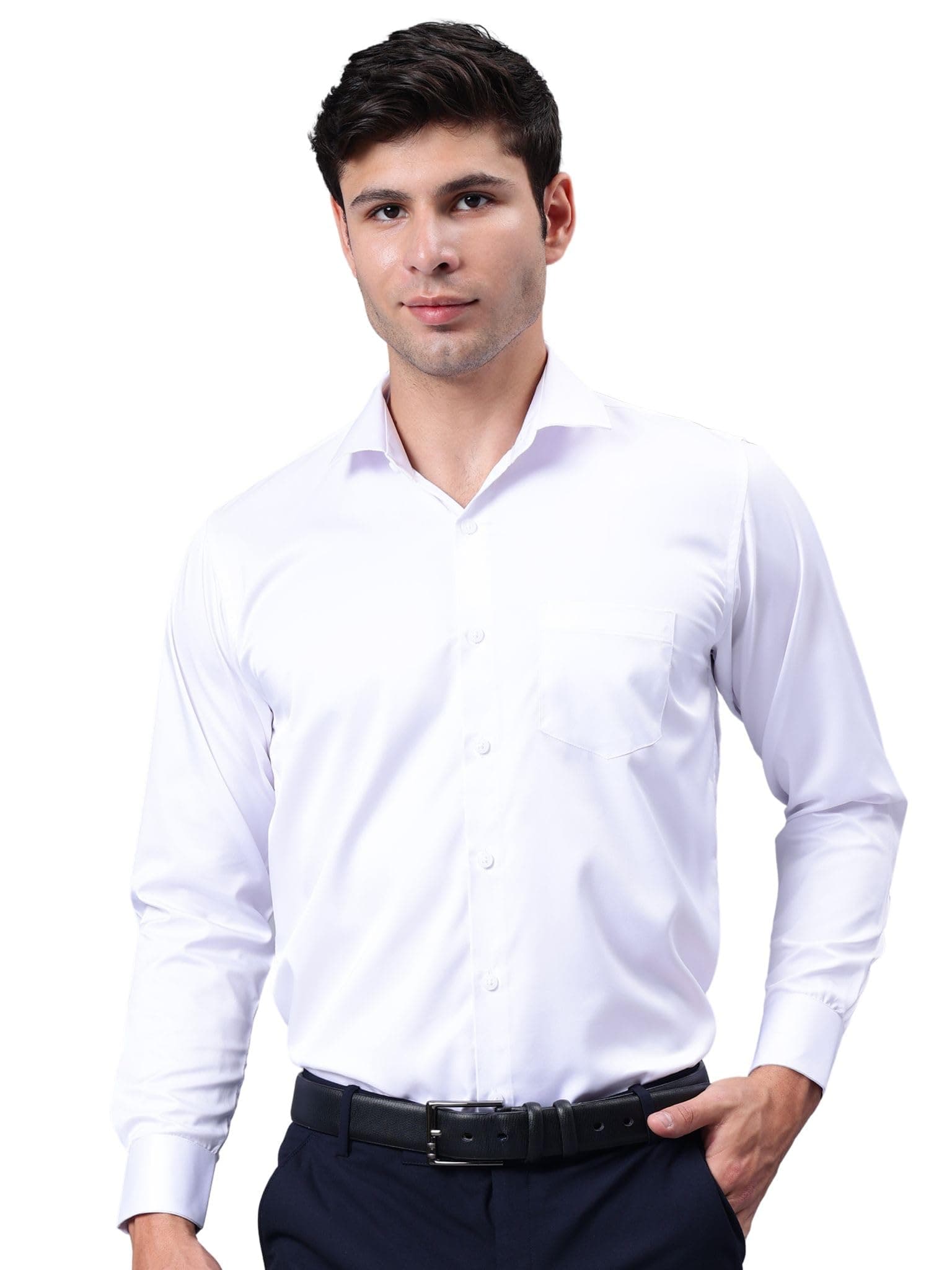 Men's Wrinkle-Free Solid Full-Sleeve Formal Shirt