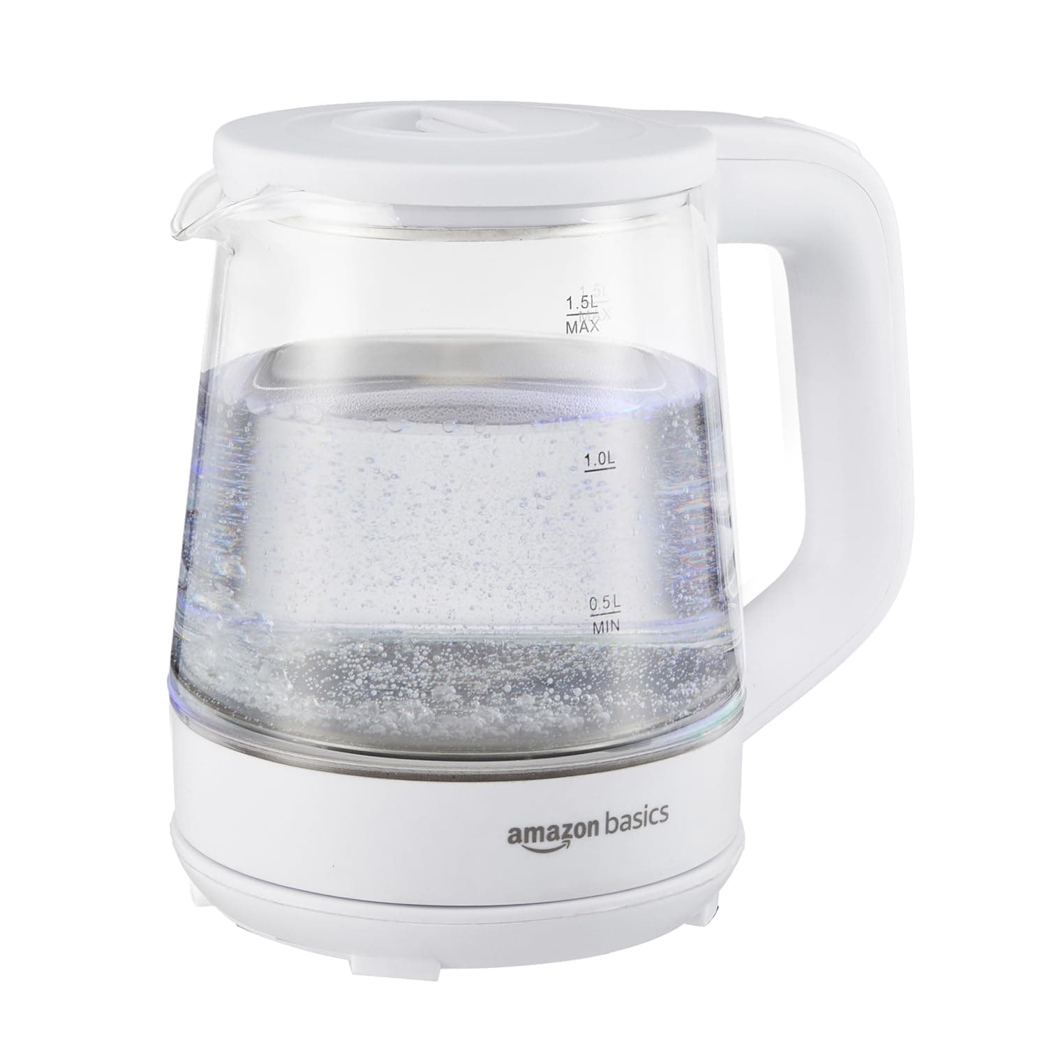 Amazon Basics 1.5L Electric Glass Kettle, 1350W, Auto Shut-Off
