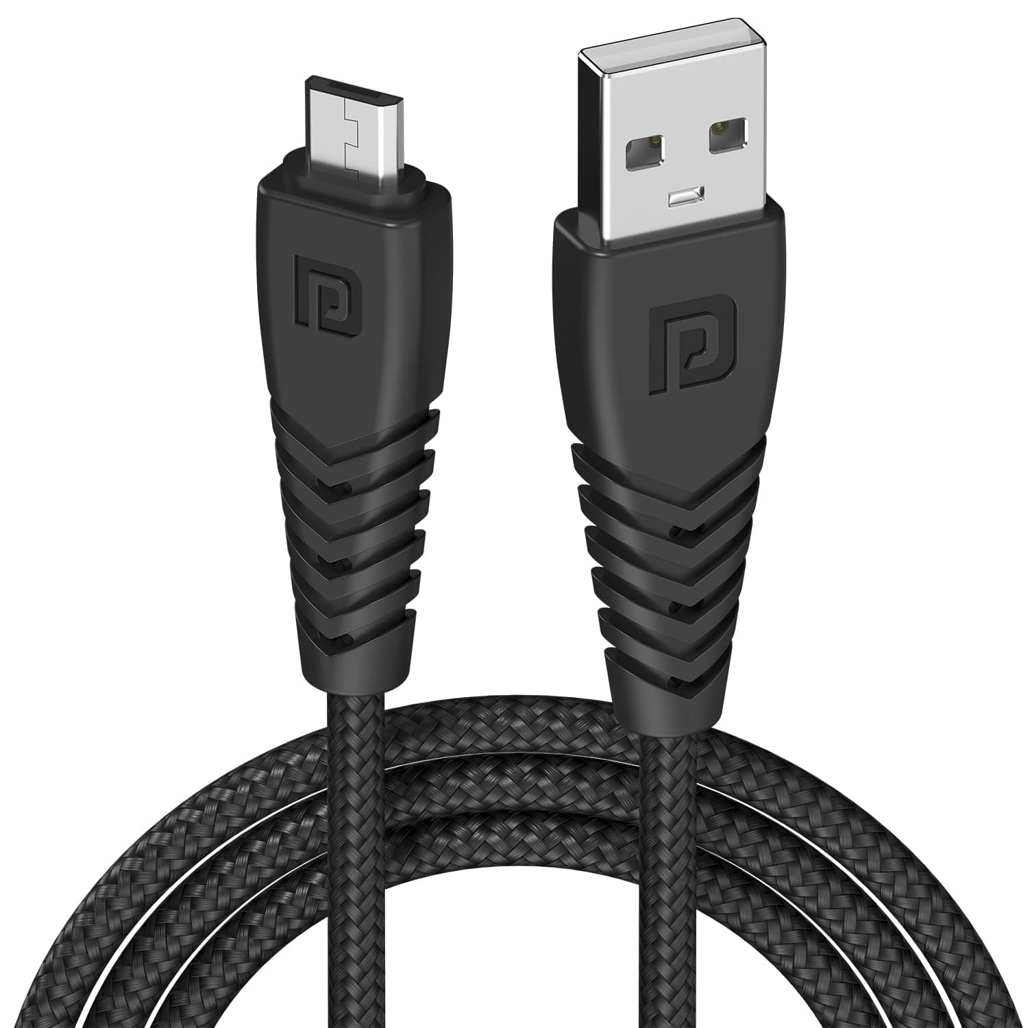 Portronics Konnect B Micro USB Cable, 3A Fast Charging and Data Sync, Nylon Braided, 1m, Black