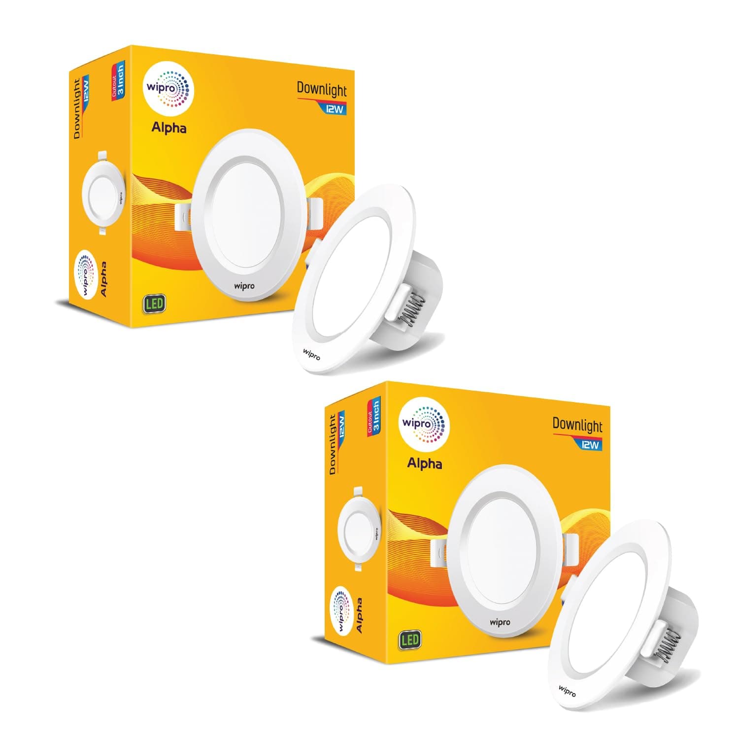 wipro Alpha 12W Round LED Downlight, Cool Day White 6500K, Glare-Free Recessed Panel