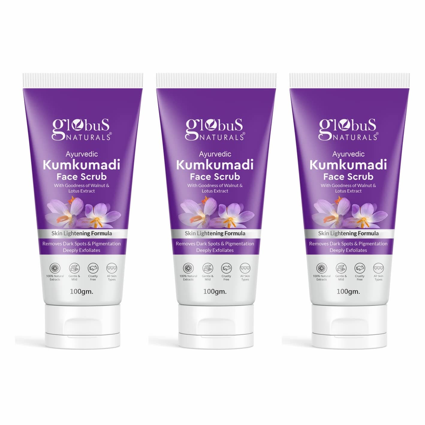 Globus Naturals Ayurvedic Kumkumadi Face Scrub at ₹209 (86% Off) – Amazon