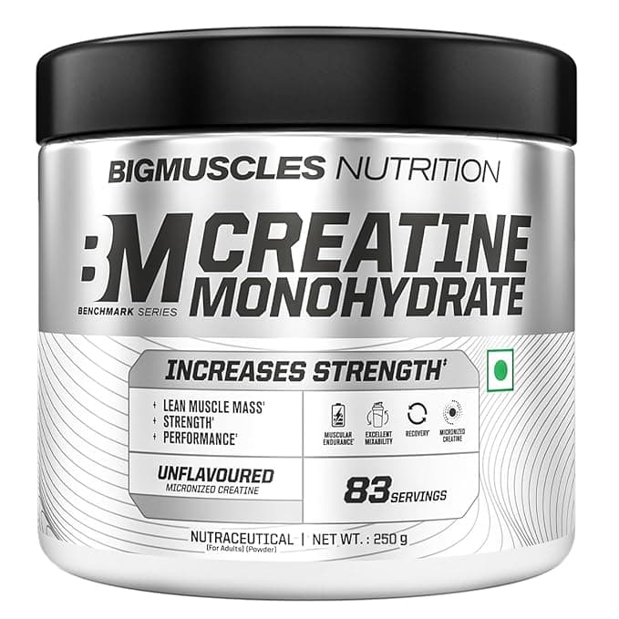 Bigmuscles Nutrition Creatine Monohydrate — 250g, 83 Servings (Unflavoured, Micronised)