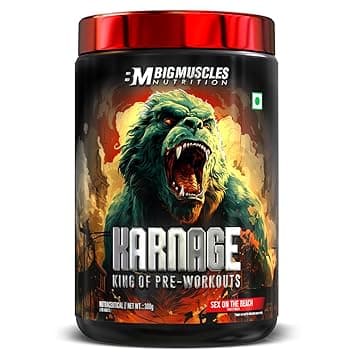 Bigmuscles Nutrition Karnage Pre workout (60 Servings, Sex O at ₹1115 – Amazon