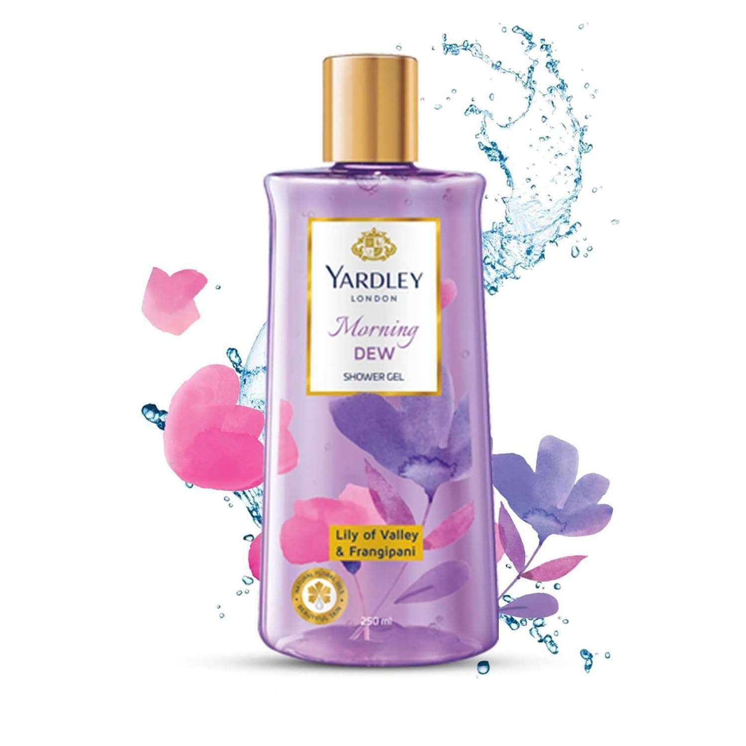 Yardley London Morning Dew Shower Gel, 250ml, Natural Oils of Lily of the Valley and Frangipani, Paraben Free