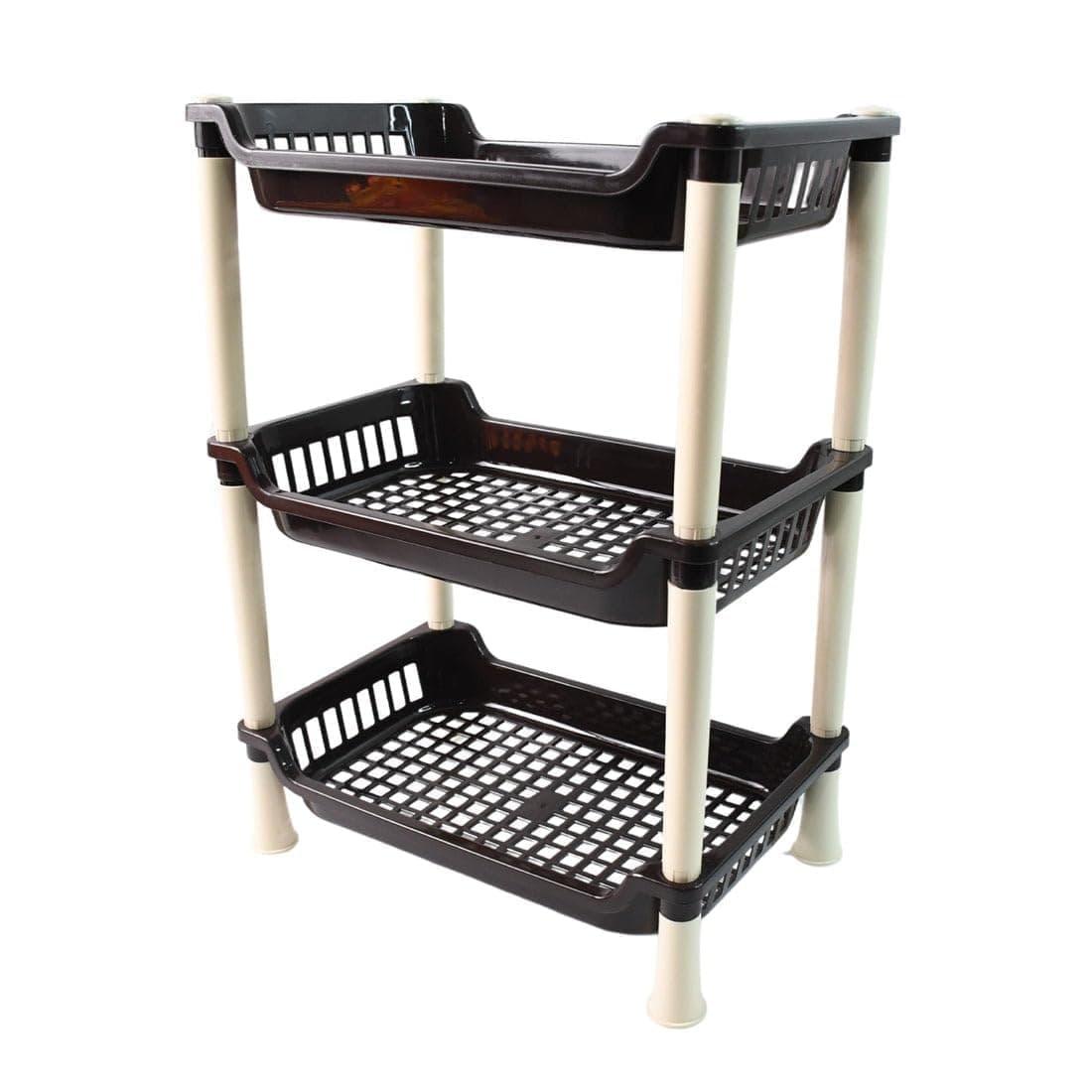 3-Tier Multipurpose Plastic Storage Rack, Sturdy Organizer Shelf