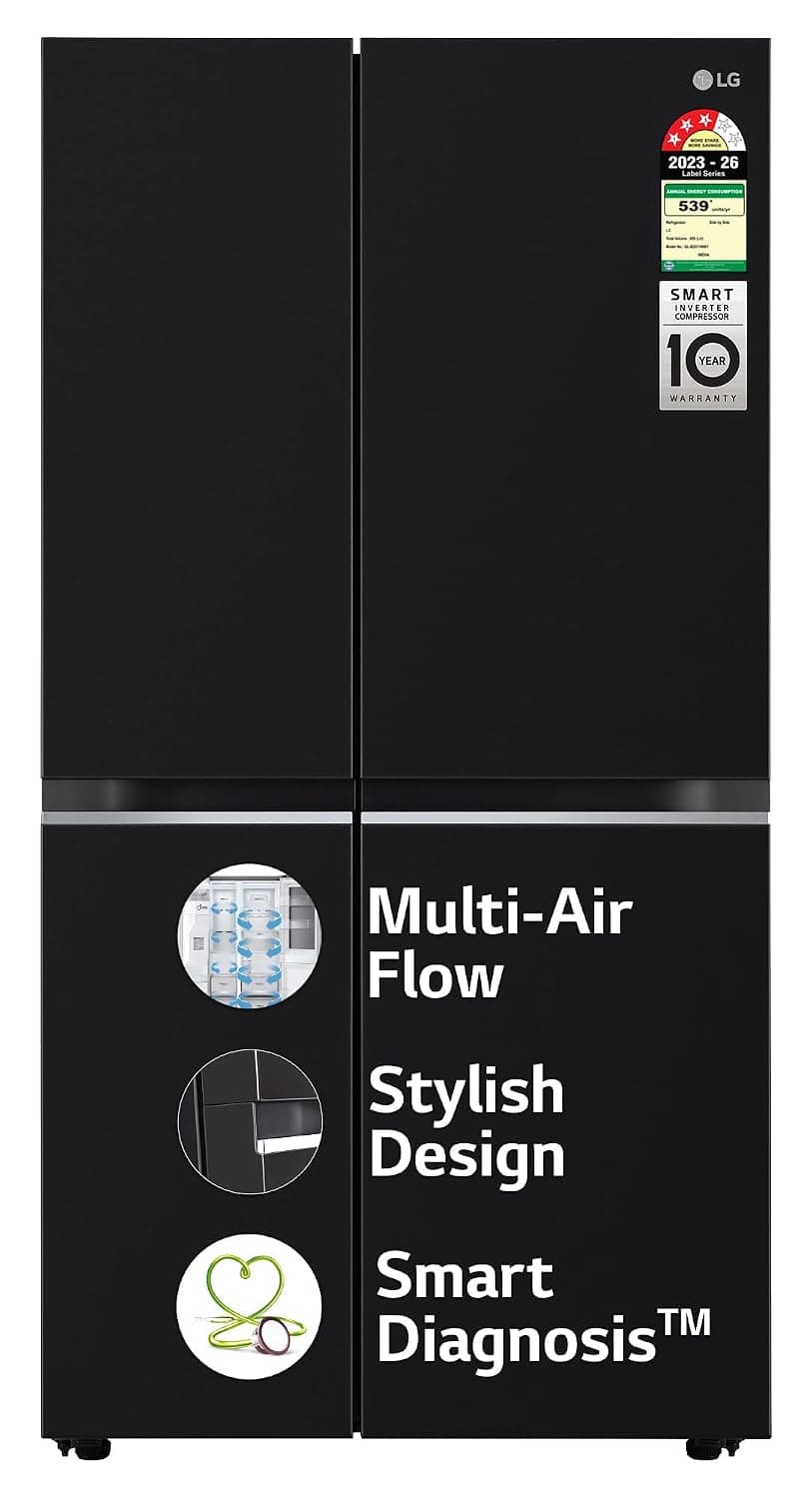 LG 655 L, 3 Star, Frost Free Smart Inverter Double Door Side by Side Refrigerator (GL-B257HWBY, Western Black, Express Freezing | Multi Air-Flow) at ₹76990 (37% Off) – Amazon