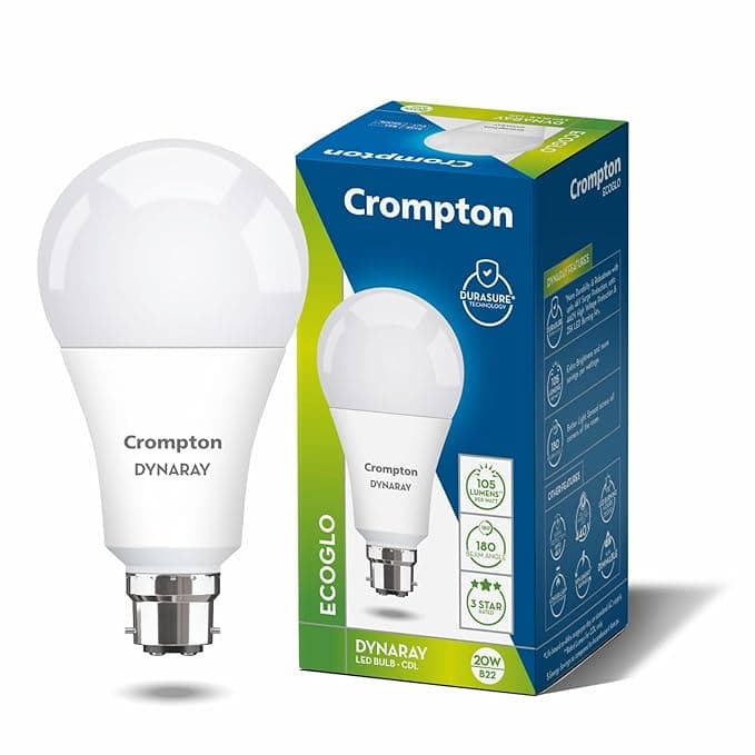 Crompton 20W B22 LED Bulb (White) at ₹170 (61% Off) – Amazon