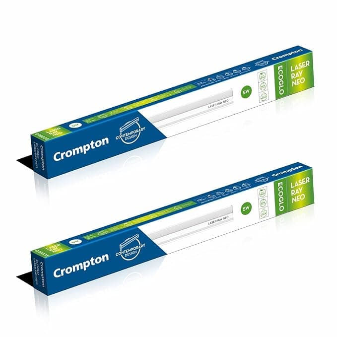 Crompton Laser Ray Neo 5W LED Batten (Cool Daylight, Pack of 2) at ₹400 (56% Off) – Amazon