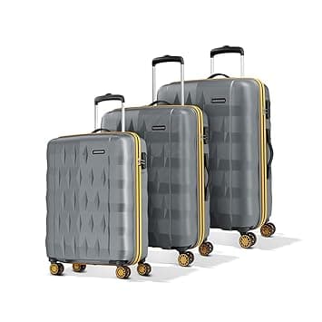 Aristocrat Comet 8 Wheel Set of 3 (Small+Medium+Large) Hard Case Trolley Bag | Combination Lock | Tough and Durable Polycarbonate Luggage | at ₹5043 – Amazon