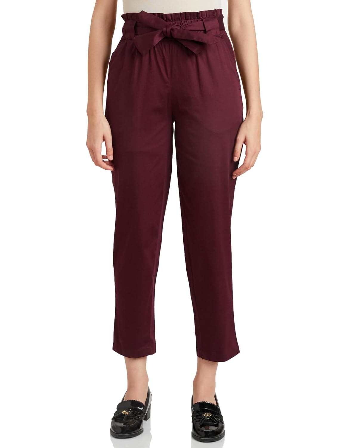 Amazon Brand Symbol Women Tapered Paper Bag Trousers at ₹349 – Amazon