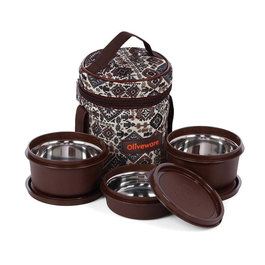 Oliveware Falcon Lunch Box (Set of 3, Microwave Safe)