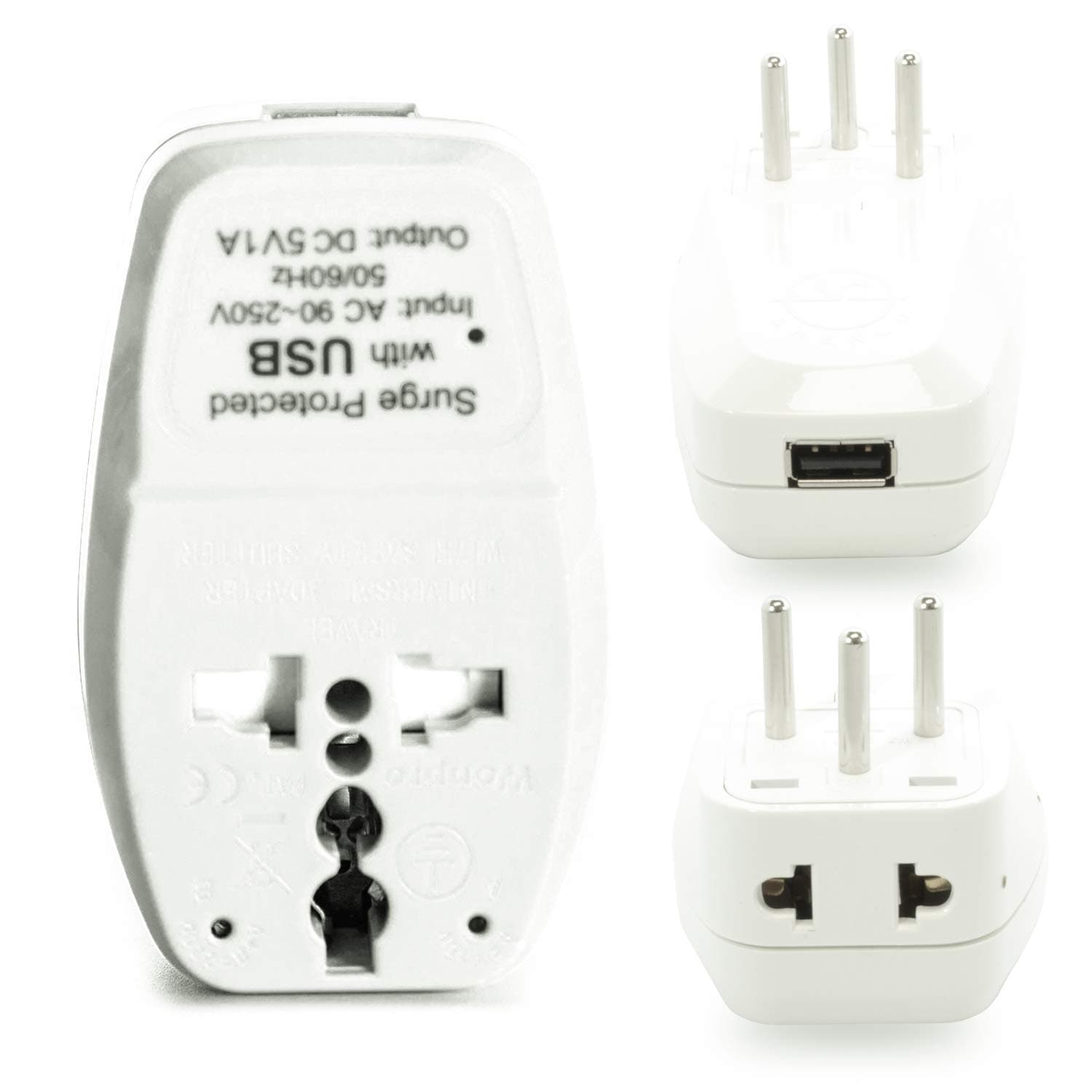 OREI 3-in-1 Travel Adapter Plug for Israel & Palestine (Type H)