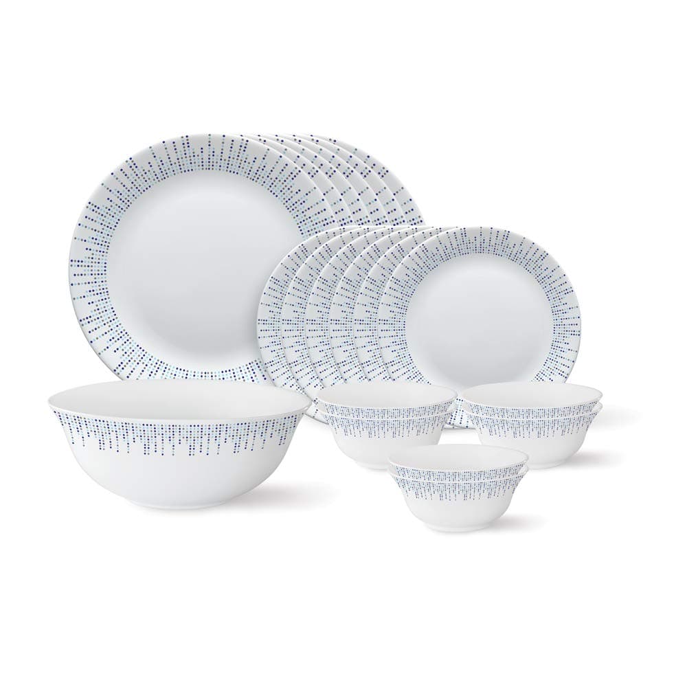 Larah by Borosil Tiara Pulse 19-Piece Opalware Dinner Set at ₹1312 (61% Off) – Amazon