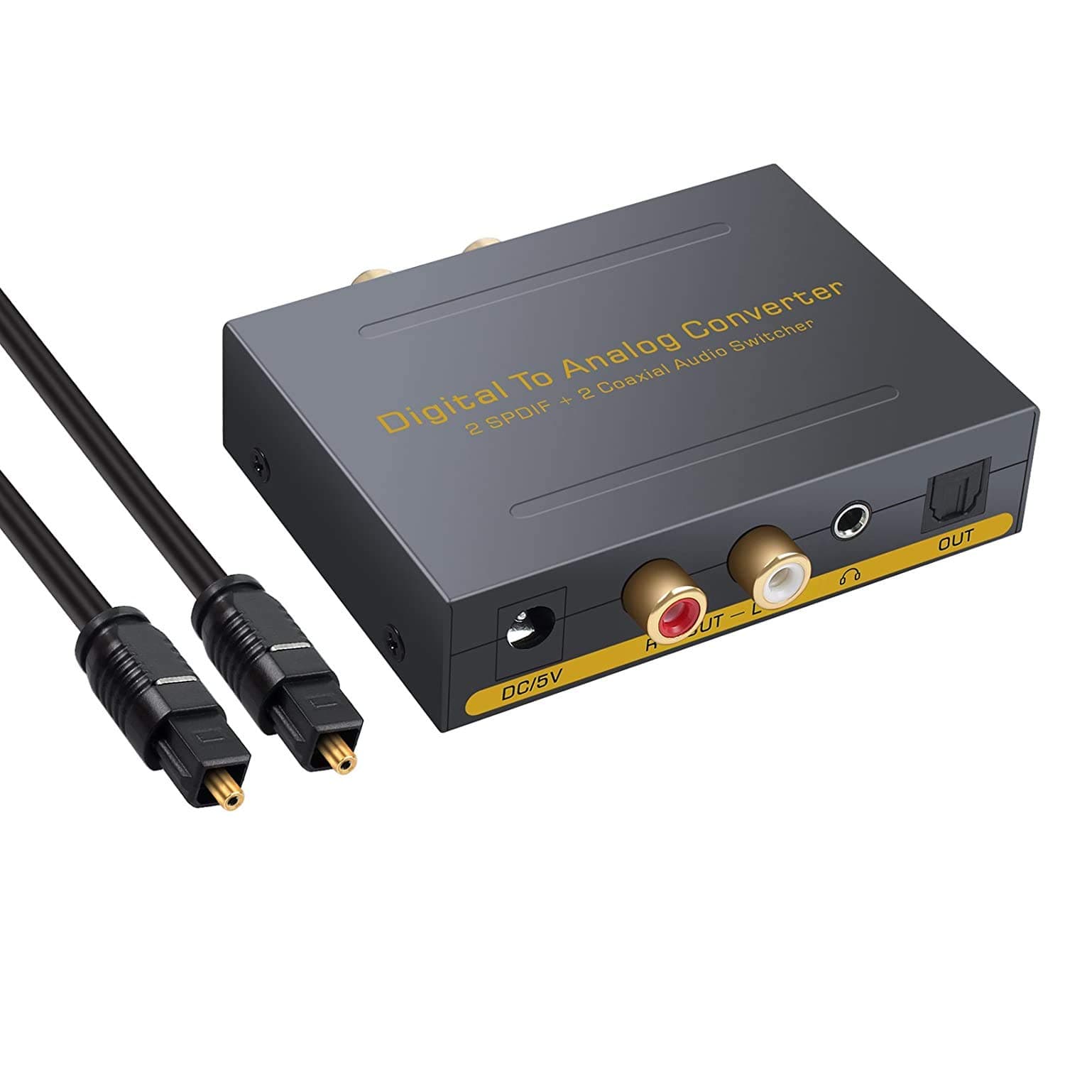 Digital to Analog Audio Converter DAC, 2x Optical Toslink + 2x Coaxial to RCA + 3.5mm at ₹1284 (68% Off) – Amazon