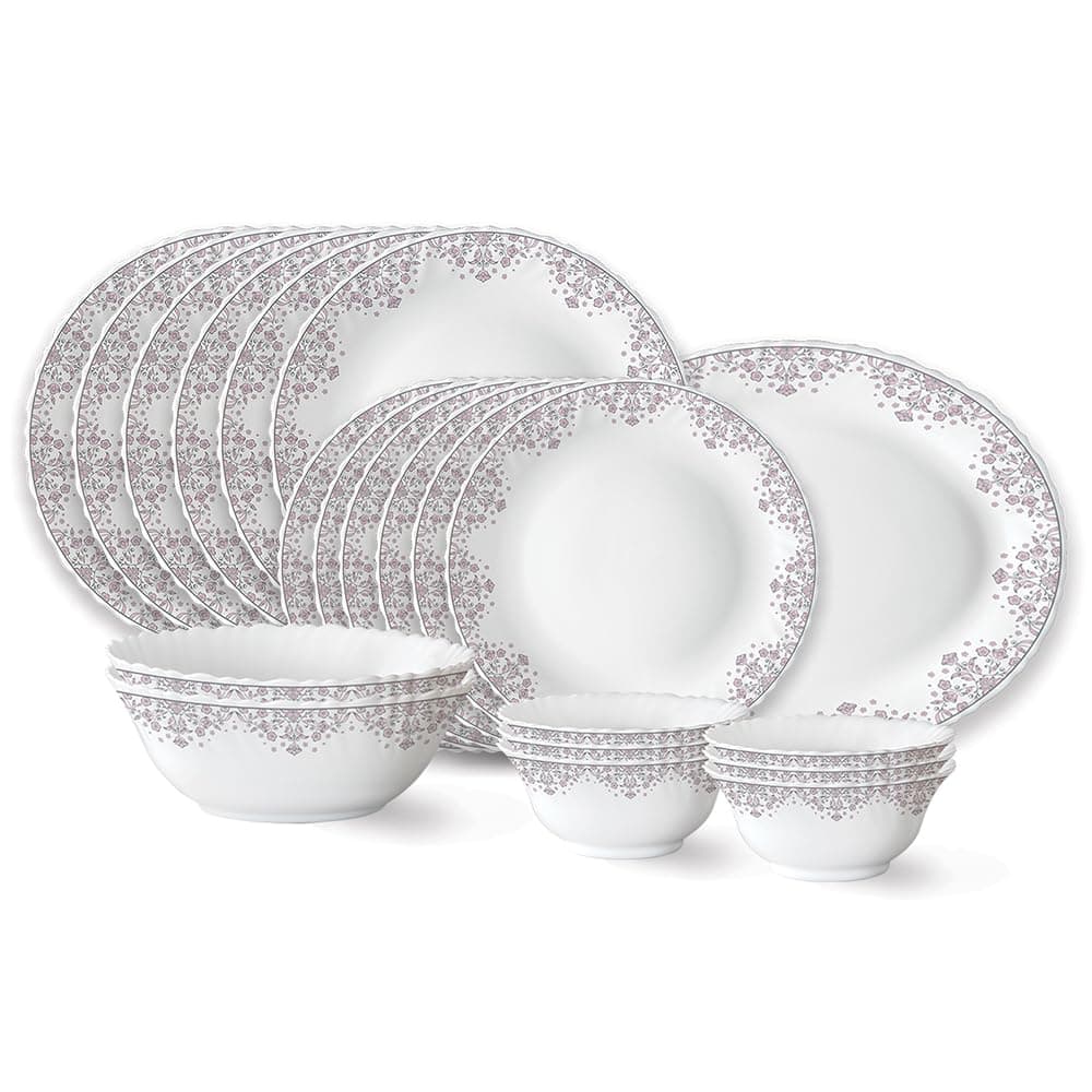 Larah by Borosil Lark Opalware Dinner Set, 21 Pieces
