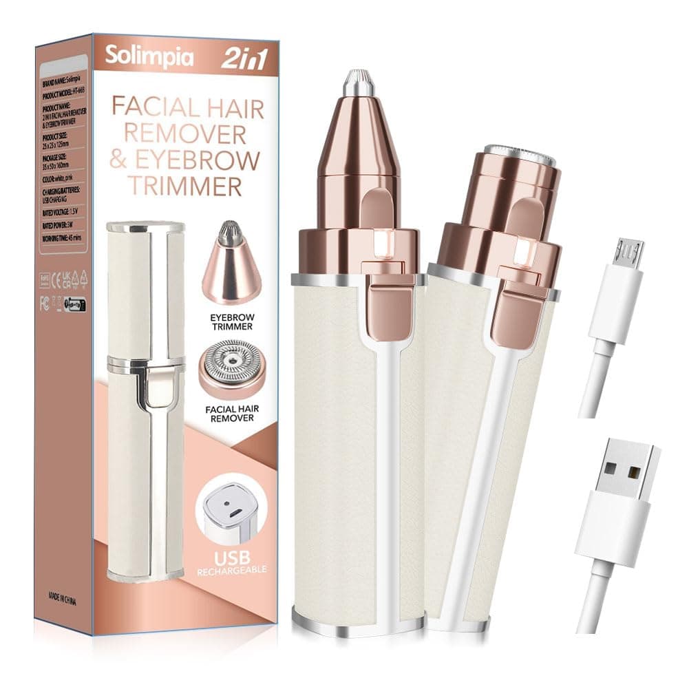 SOLIMPIA Women's Facial Hair Remover — 2-in-1 Epilator with LED Light