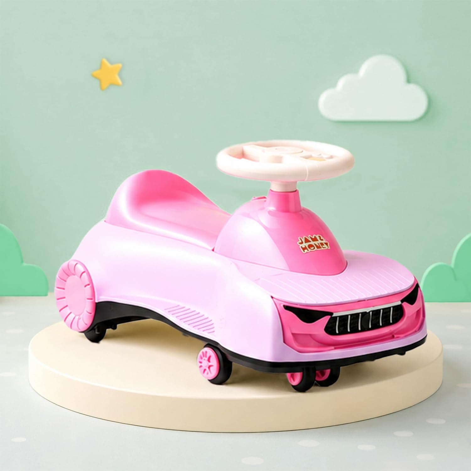 Amazon Brand Jam & Honey Ride-On Swing Car for Kids 12+ Months, Pink