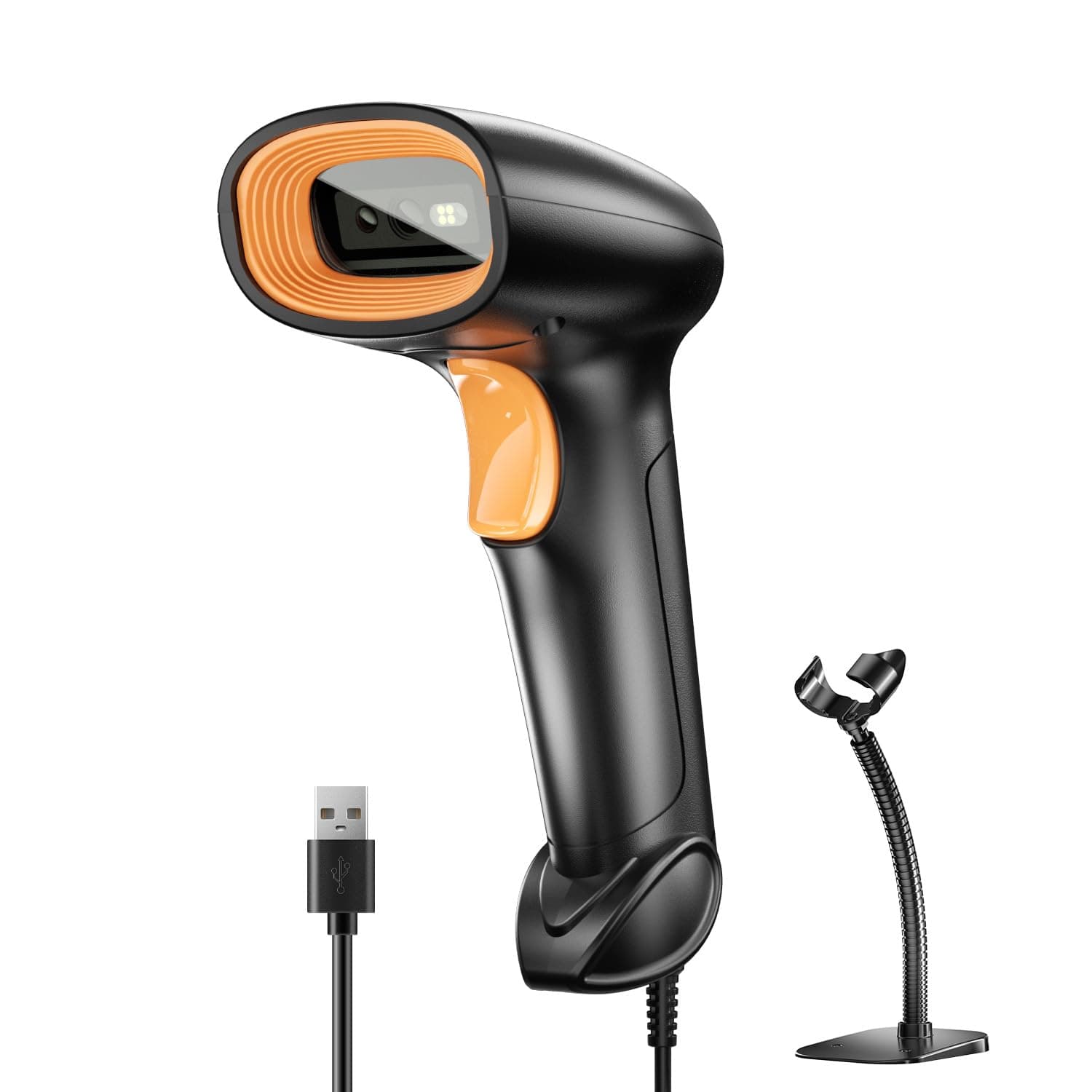 HIROBOT USB Wired 2D/1D Barcode Scanner with Stand