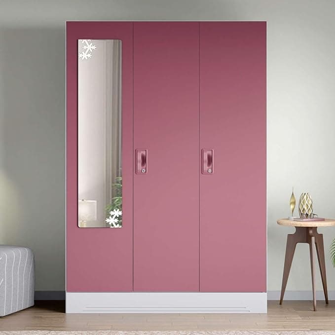Interio by Godrej Slimline 3-Door Steel Almirah (Dusty Rose) at ₹44,890 (21% Off) – Amazon