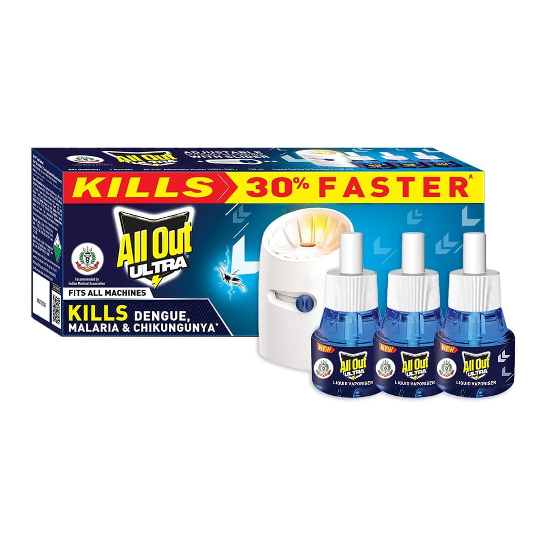 All Out Ultra Liquid Vaporizer Machine + 3 Refills (45ml each)
