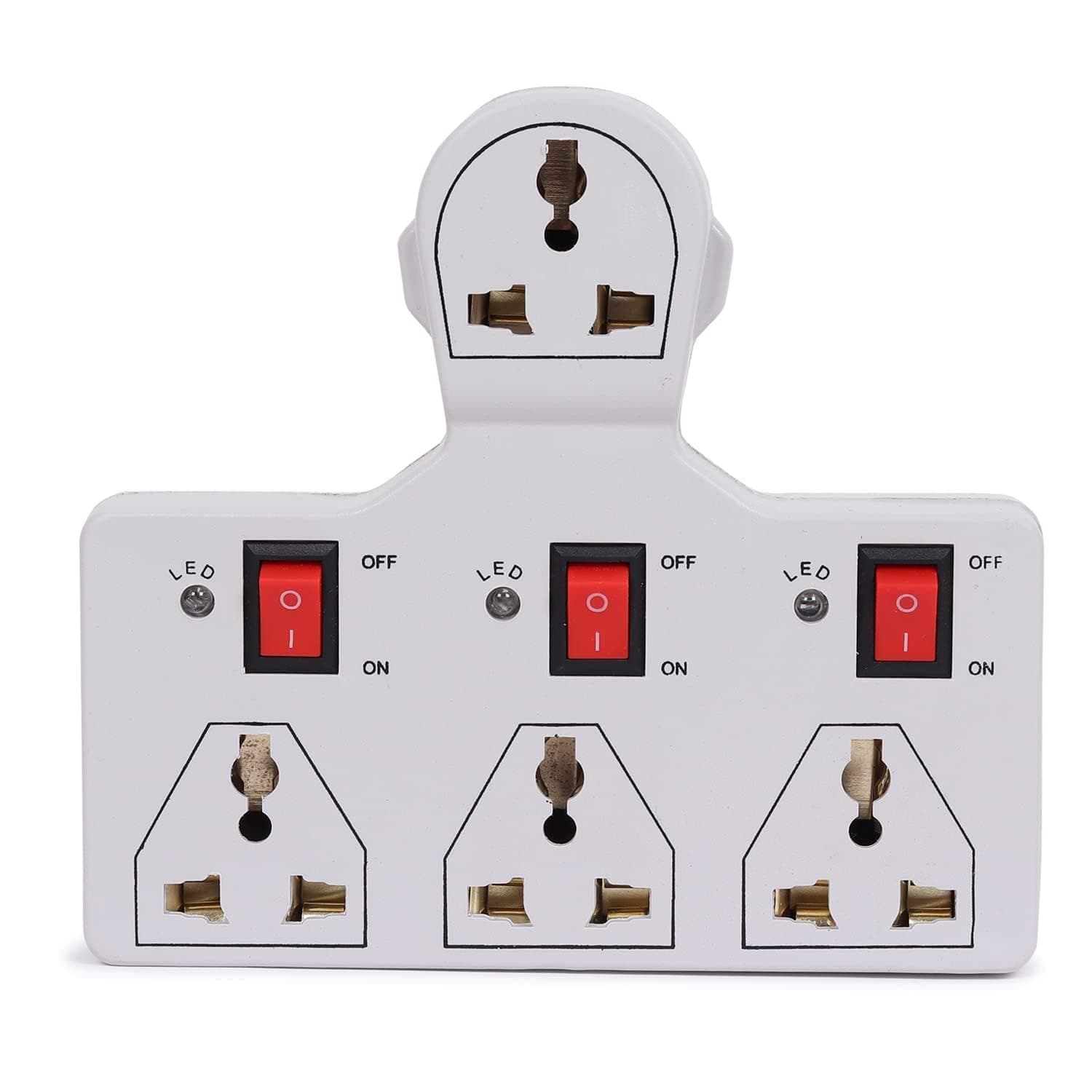 4 Universal Socket 3 Switch Multi Plug Extension Board with Multiplug