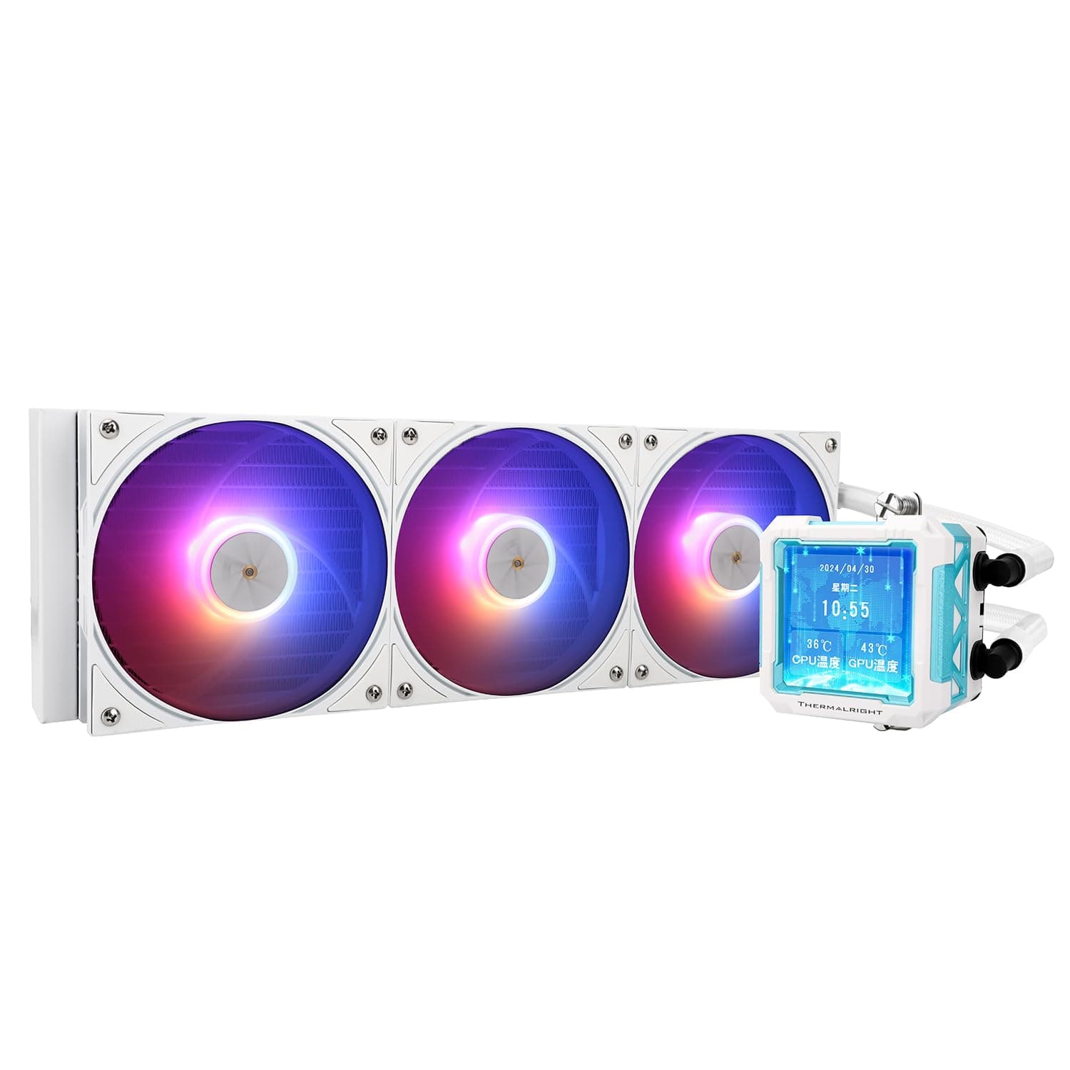 Thermalright FW PRO 360 ARGB White CPU AIO Liquid Cooler with 320x320 IPS LCD Screen, AM5 and Intel LGA1700/1851