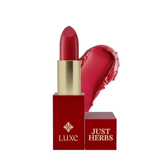 Just Herbs Luxe Satin Melt Lipstick, 4g – Searing Scarlet at ₹368 (63% Off) – Amazon