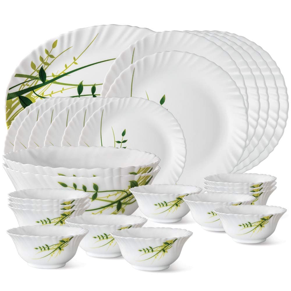 Larah by Borosil Fluted 27-Piece Opalware Dinner Set