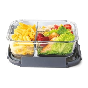 Signoraware Slim Borosilicate Glass Three Compartment Lunch box | Leakproof Silicone seal | Heat Resistant | Great for Office & outdoor Acti at ₹630 – Amazon