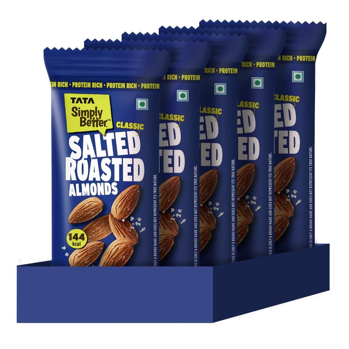 Tata Simply Better Classic Salted Roasted Almonds, 23g Pack of 5, No Palm Oil, No Trans Fat