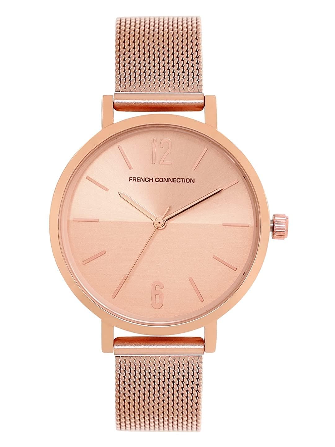French Connection Rose Gold Dial Analog Womens Watch at ₹1309 – Amazon