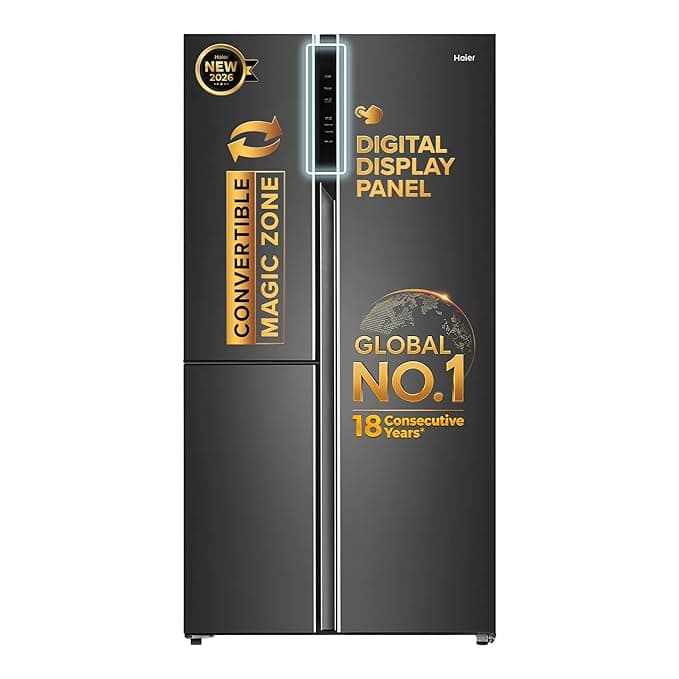 Haier 598L 3-Star Side-by-Side Refrigerator at ₹78,690 (42% Off) – Amazon