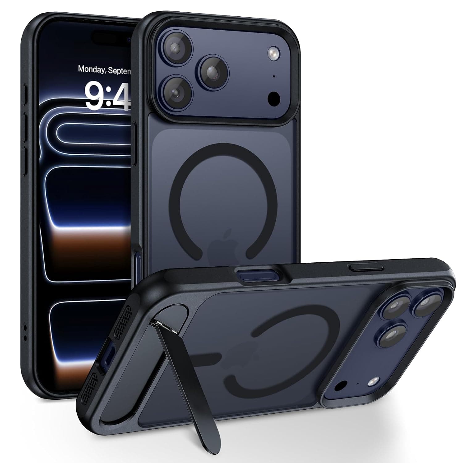 DOMAVER Magnetic For iPhone 13/14 Case with Stand, [Built-in Invisible Kickstand][Compatible with MagSafe] Slim Translucent Matte Shockproof at ₹159 – Amazon