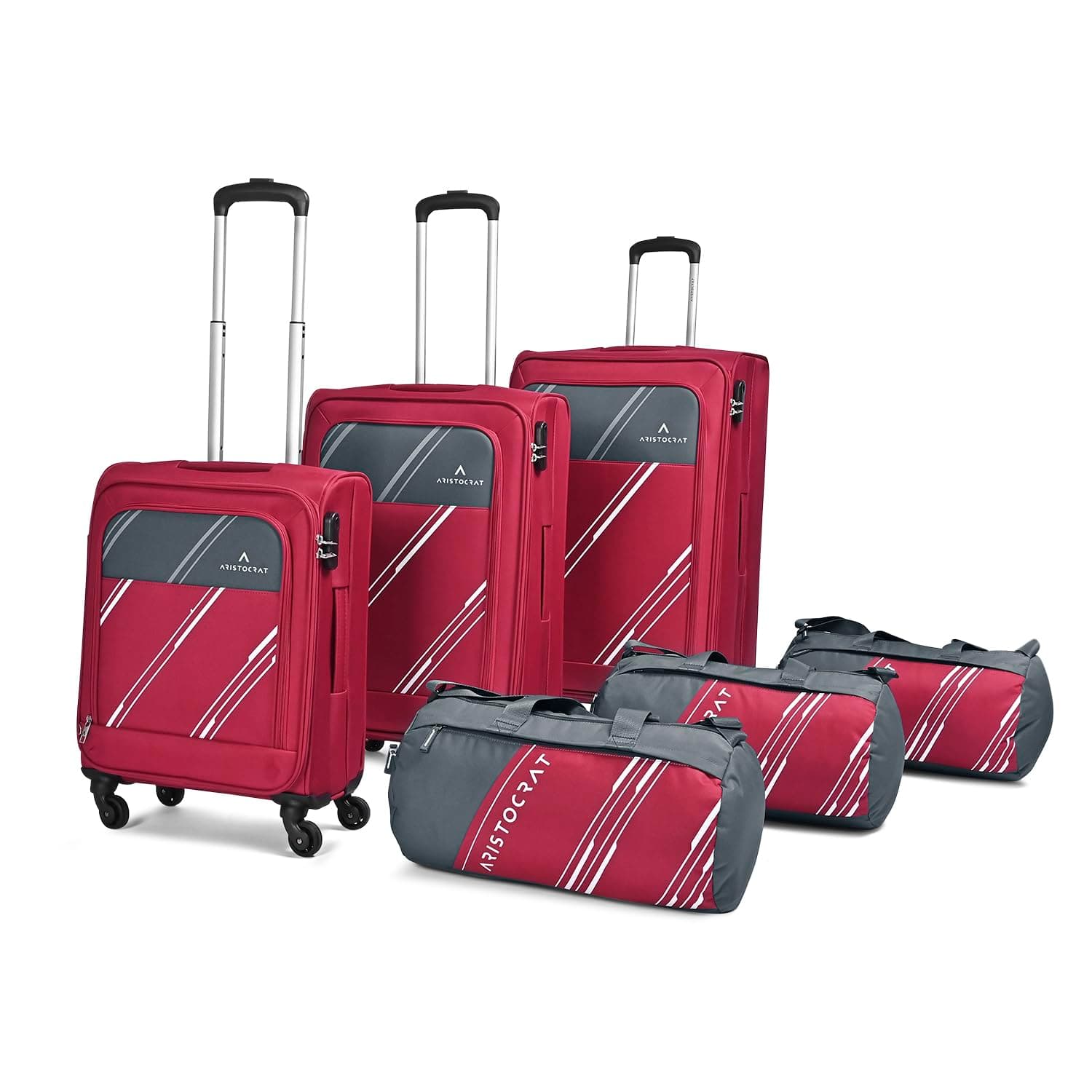 Aristocrat Polyester Trigon Hexa Active Luggage (Set of 6)