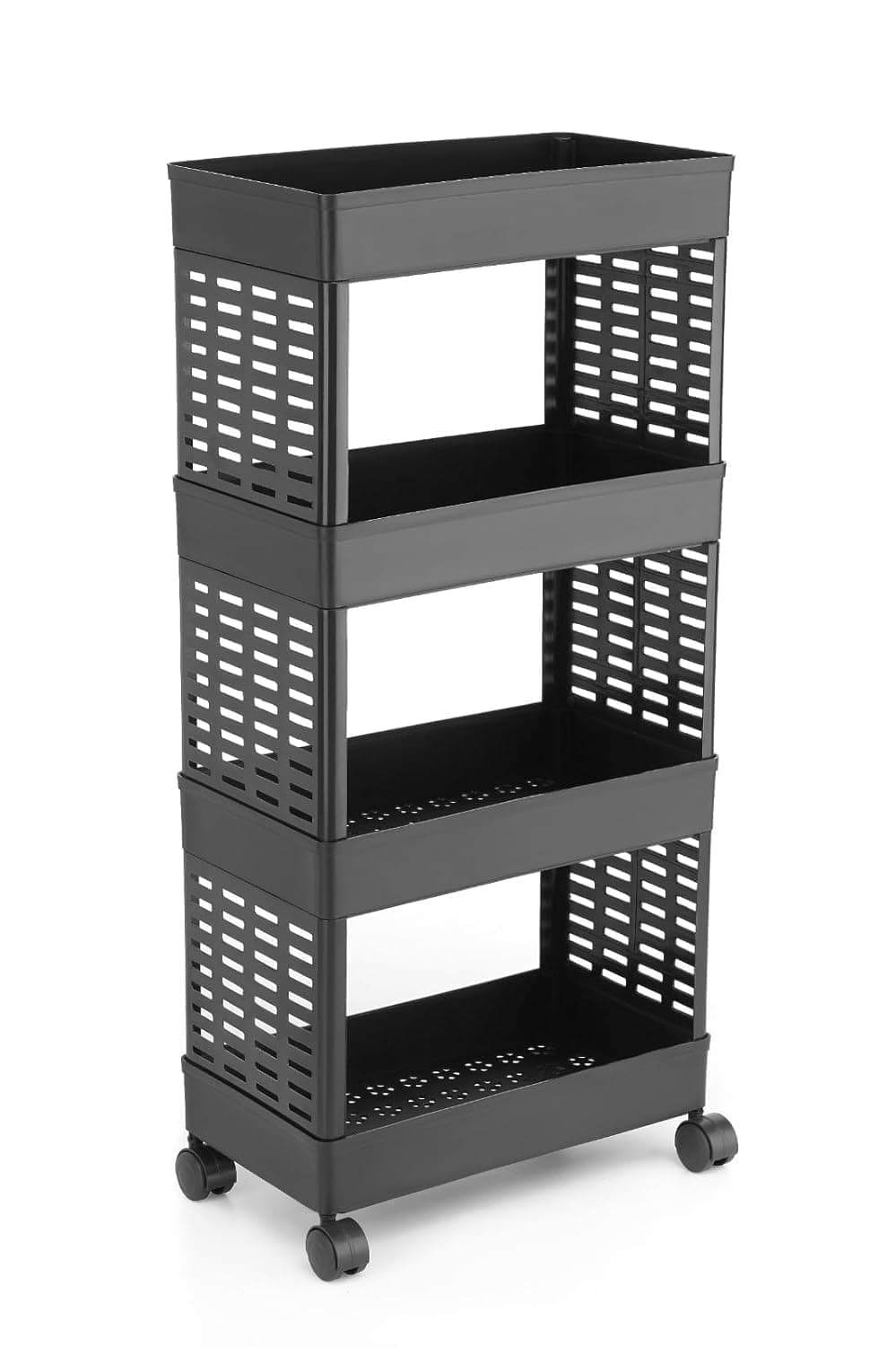 PALAK Plastic Multipurpose 4-Tier Floor Mount Corner Shelf Kitchen Organizer Rack/Storage Shelf/Dish Rack/Storage Rack For Kitchen (Black) (4Xl, Black) at ₹699 (65% Off) – Amazon