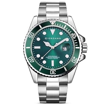 Giordano Resolute Collection Analogue Watch for Man with Green Dial and Silver Steel Strap Wrist Watches for Men, with Steel Strap & Rotatin at ₹2765 – Amazon