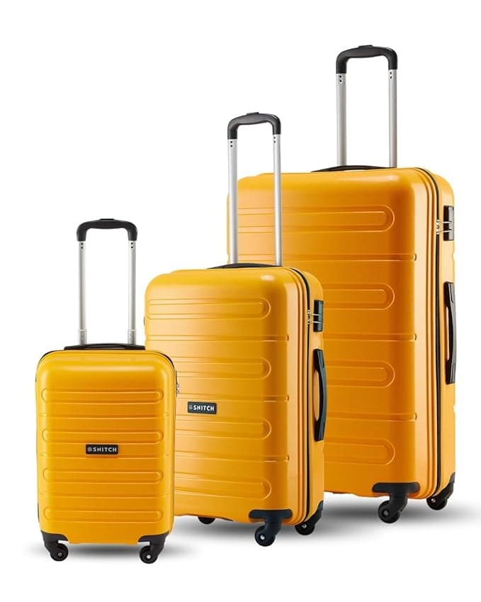 SNITCH Loop 3-Piece Hard Luggage Set (Polypropylene, Yellow) at ₹3,799 (73% Off) – Amazon