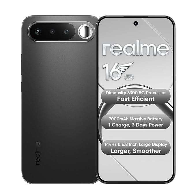 realme 16 5G Smartphone (8GB+256GB, 7000mAh, 60W Fast Charging) at ₹38999 (25% Off) – Amazon