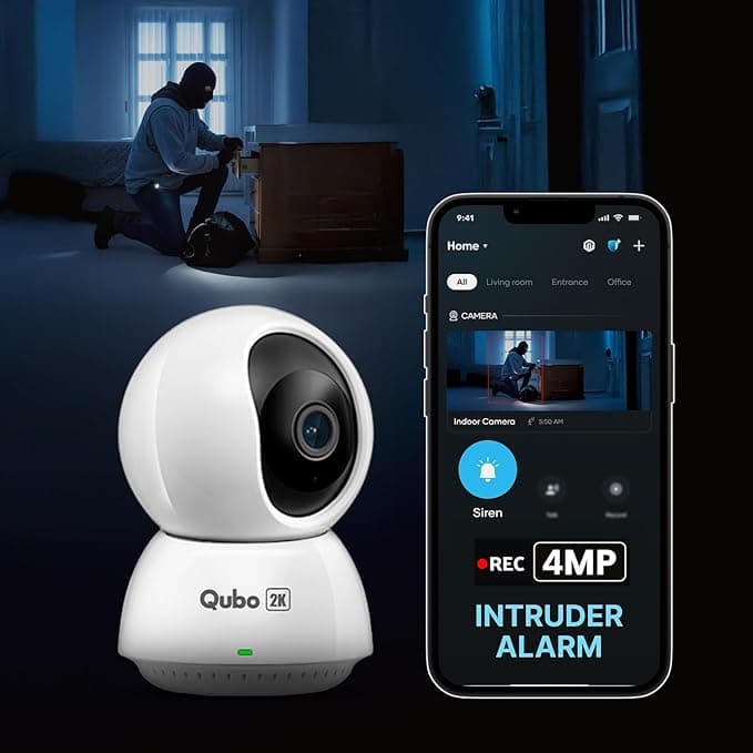 Qubo 360° Ultra 2K 4MP Wi-Fi Security Camera at ₹3,520 (36% Off) – Amazon