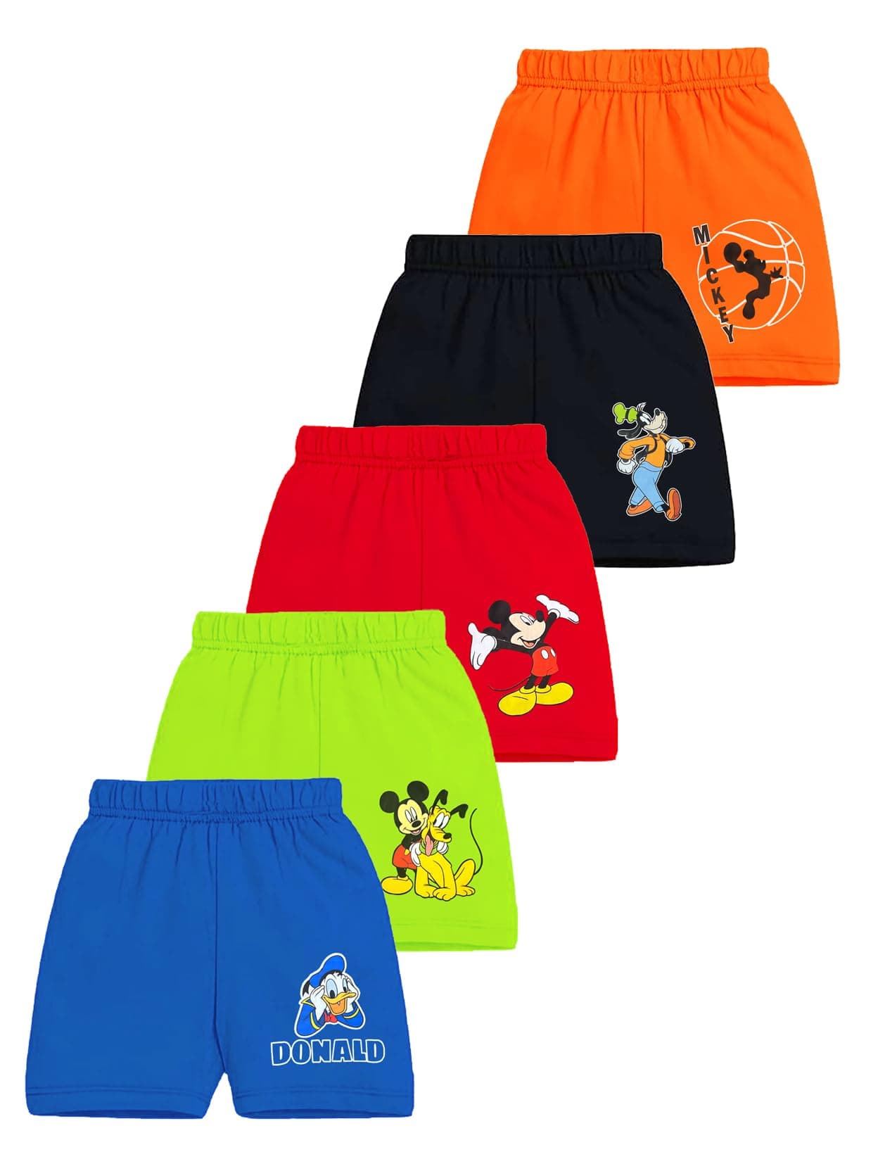 Kuchipoo © Disney Boys Regular Fit Cotton Shorts - Pack of 5