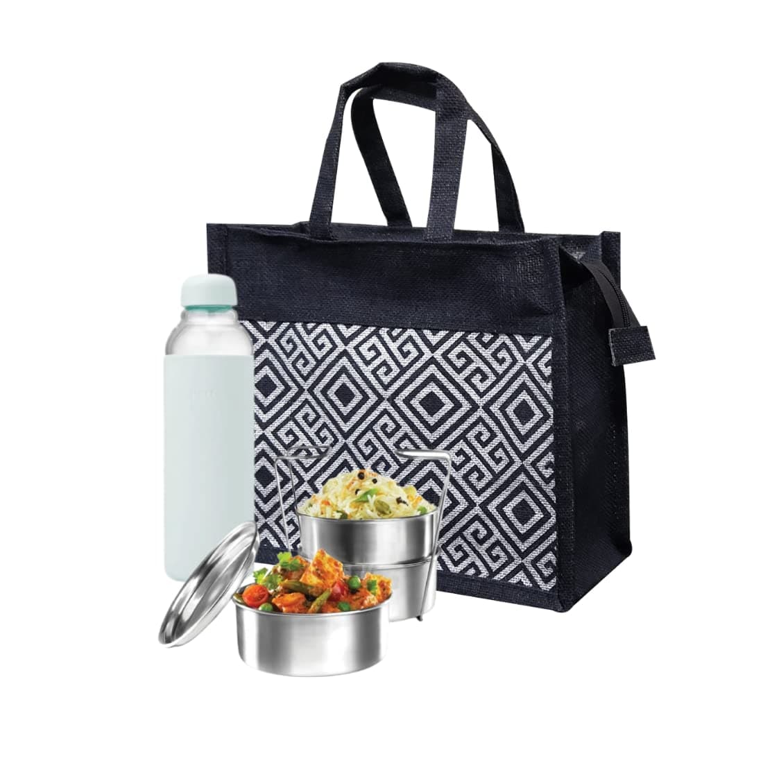 A&A Bags Stylist Jute Biodegradable Lunch Bag, Black at ₹279 (72% Off) – Amazon