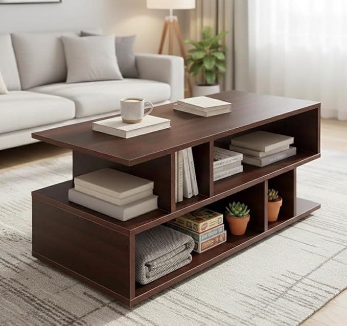 Green Soul Carya Engineered Wood Coffee Table (Walnut) at ₹2,690 (70% Off) – Amazon