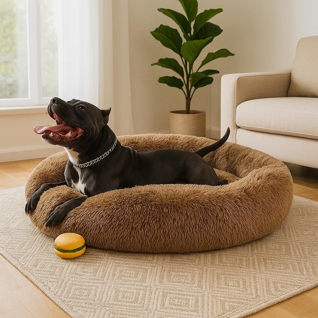 ZEXSAZONE Round Donut Pet Bed, Reversible & Washable