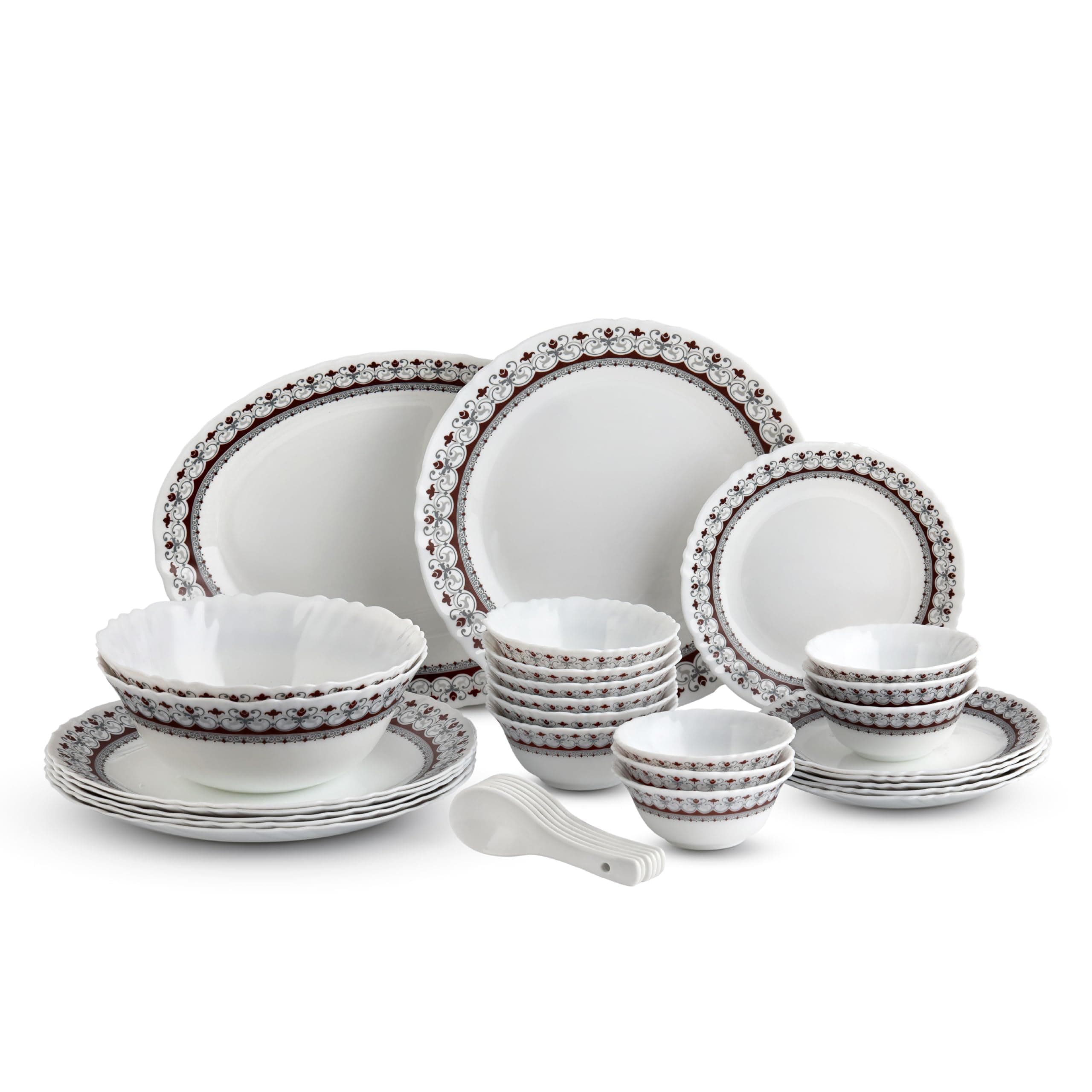 CELLO Lumina Imperial Plus Opalware 33-Piece Dinner Set for 6 at ₹1775 (58% Off) – Amazon