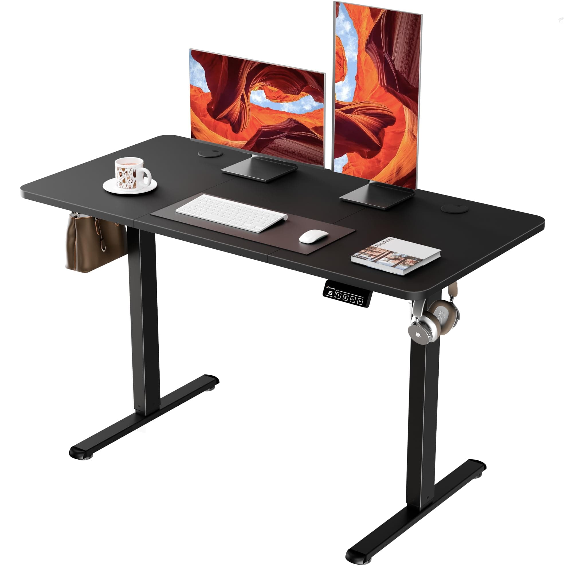 ERGOMAKER Electric Standing Desk 120x60cm (47.2"x23.6"), Height Adjustable Sit Stand Desk with Splice Board for Home Office, Computer Desk Memory Preset (Black Frame + Black Desktop) at ₹10763 (63% Off) – Amazon