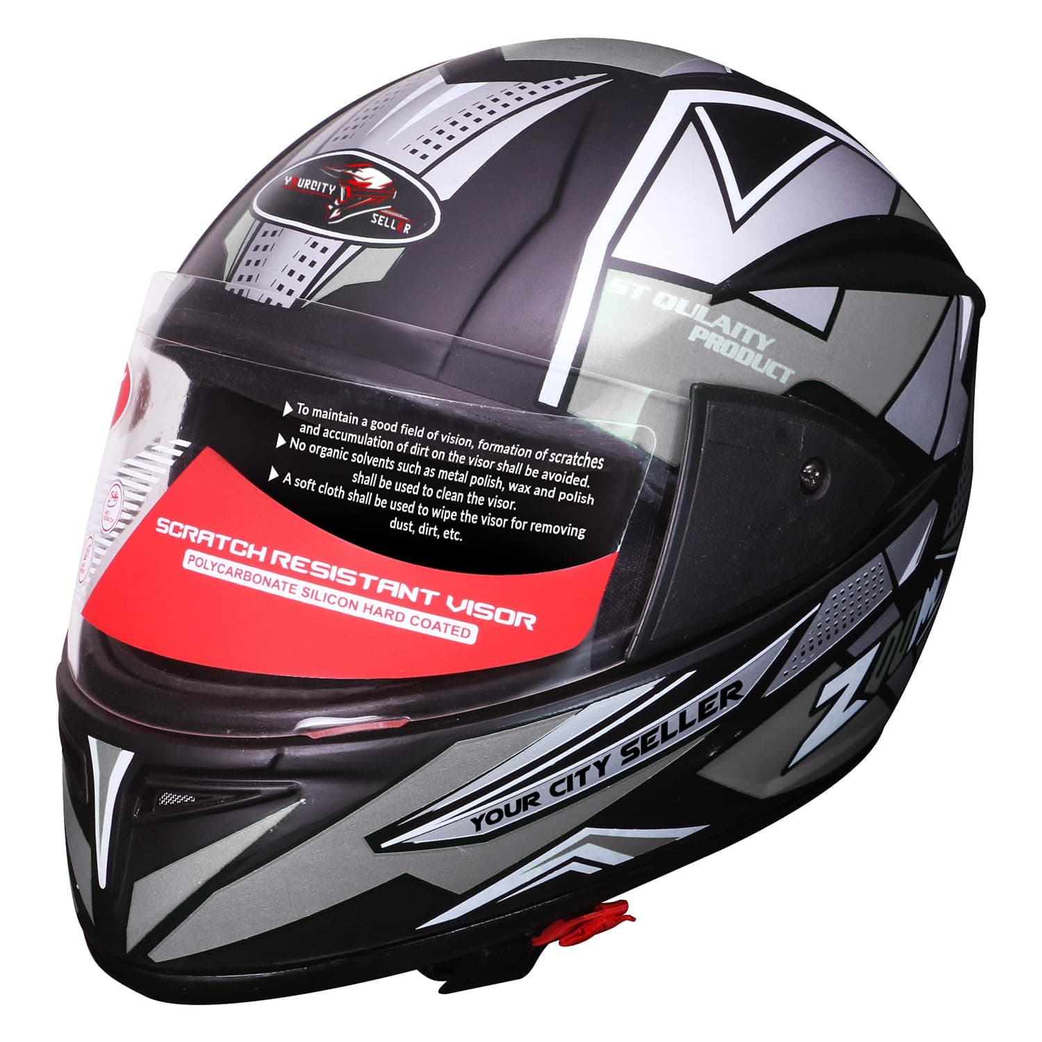 Full Face Motorbike Helmet, Black (Scratch-Resistant Visor)