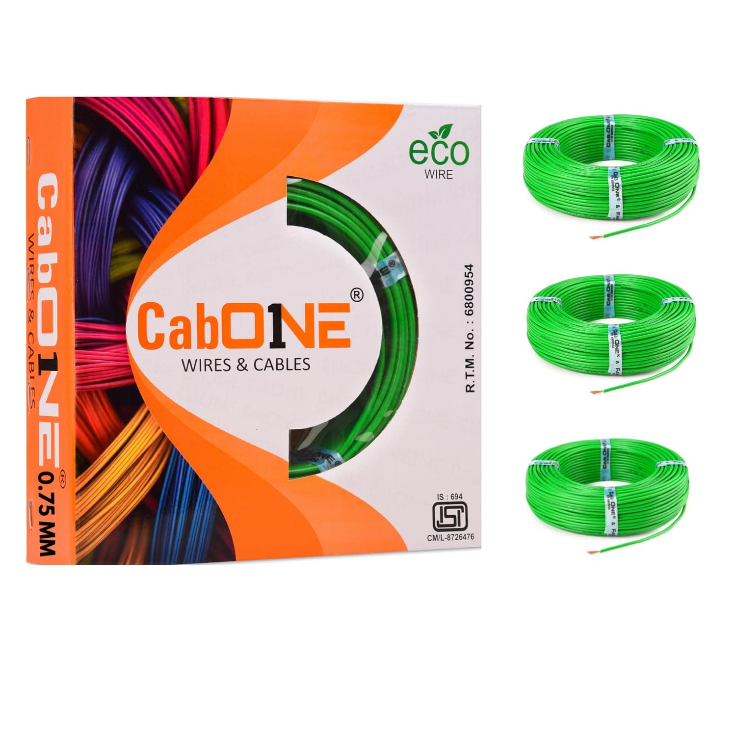 CabONE Electrical Wire 0.75mm 90m — Single Core Copper Cable (Pack of 3)